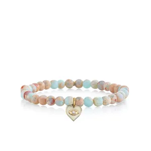 Kids Collection Gold & Diamond Heart on Impression Jasper