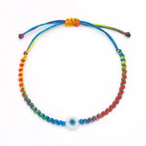 Kids Rainbow Braided Evil Eye Bracelet