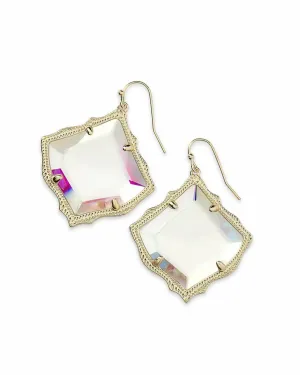 Kirsten Gold Drop Earrings In Dichroic Glass