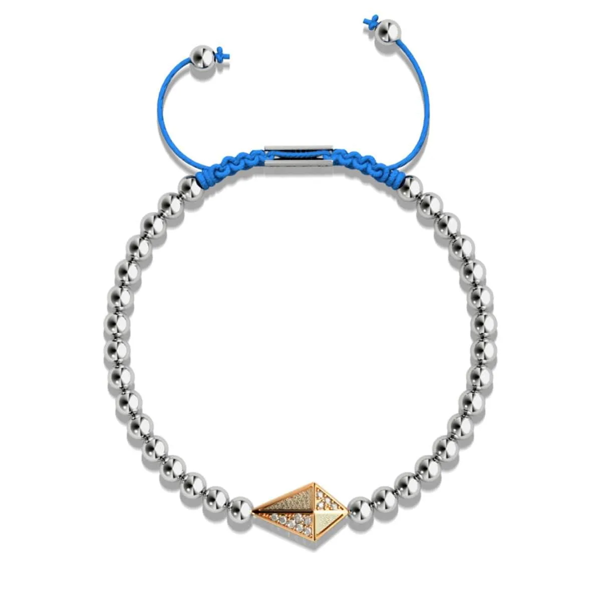 Kite | 18k Rose Gold & Silver & Blue | Crystal Macrame Charmballa Bracelet