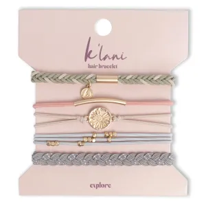 K'lani Explore Bracelets for Women – Elastic Bracelets and Boho Hair Ties – Cute Hair Ties for Women and Hair Tie Accessories – Stylish Bracelets Boho Style for Hair and Wrist – Set of 5 (Small)