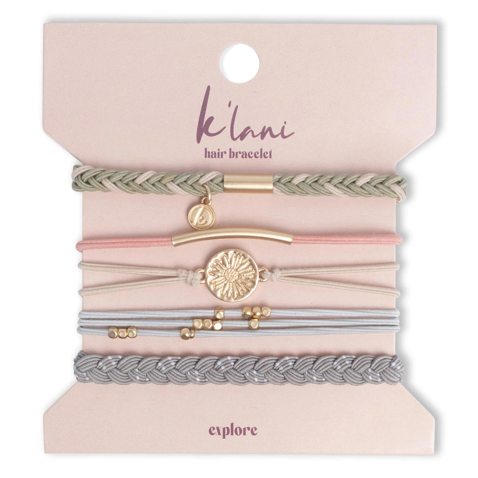 K'lani Explore Bracelets for Women – Elastic Bracelets and Boho Hair Ties – Cute Hair Ties for Women and Hair Tie Accessories – Stylish Bracelets Boho Style for Hair and Wrist – Set of 5 (Small)