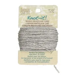 Knot It Waxed Brazilian Cord 1mm Metallic Silver 15yd Card