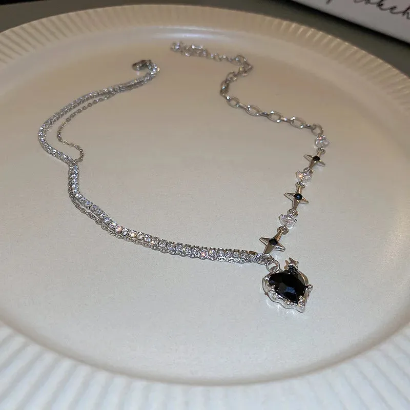 Korean Fashion Heart Shaped Zircon Necklace