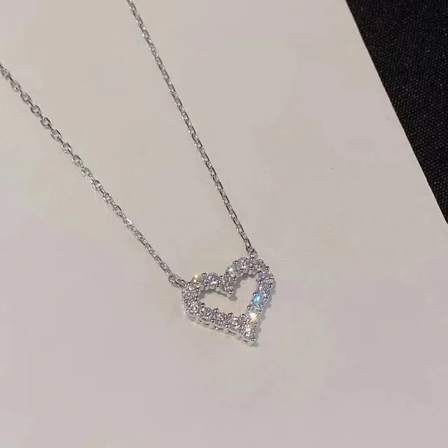Korean Fashion Heart Shaped Zircon Necklace