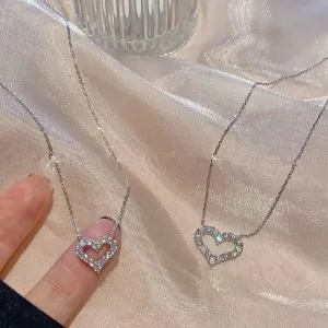 Korean Fashion Heart Shaped Zircon Necklace