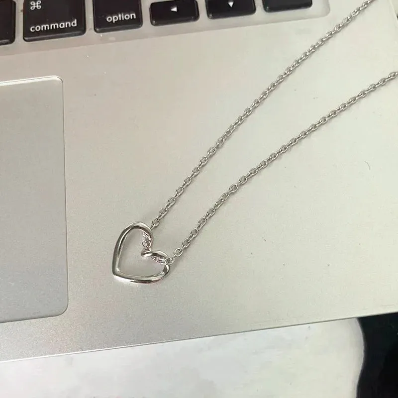 Korean Fashion Heart Shaped Zircon Necklace