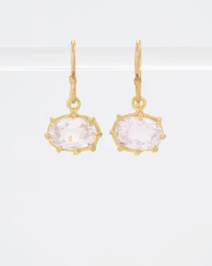 kunzite small faceted oval drop earrings