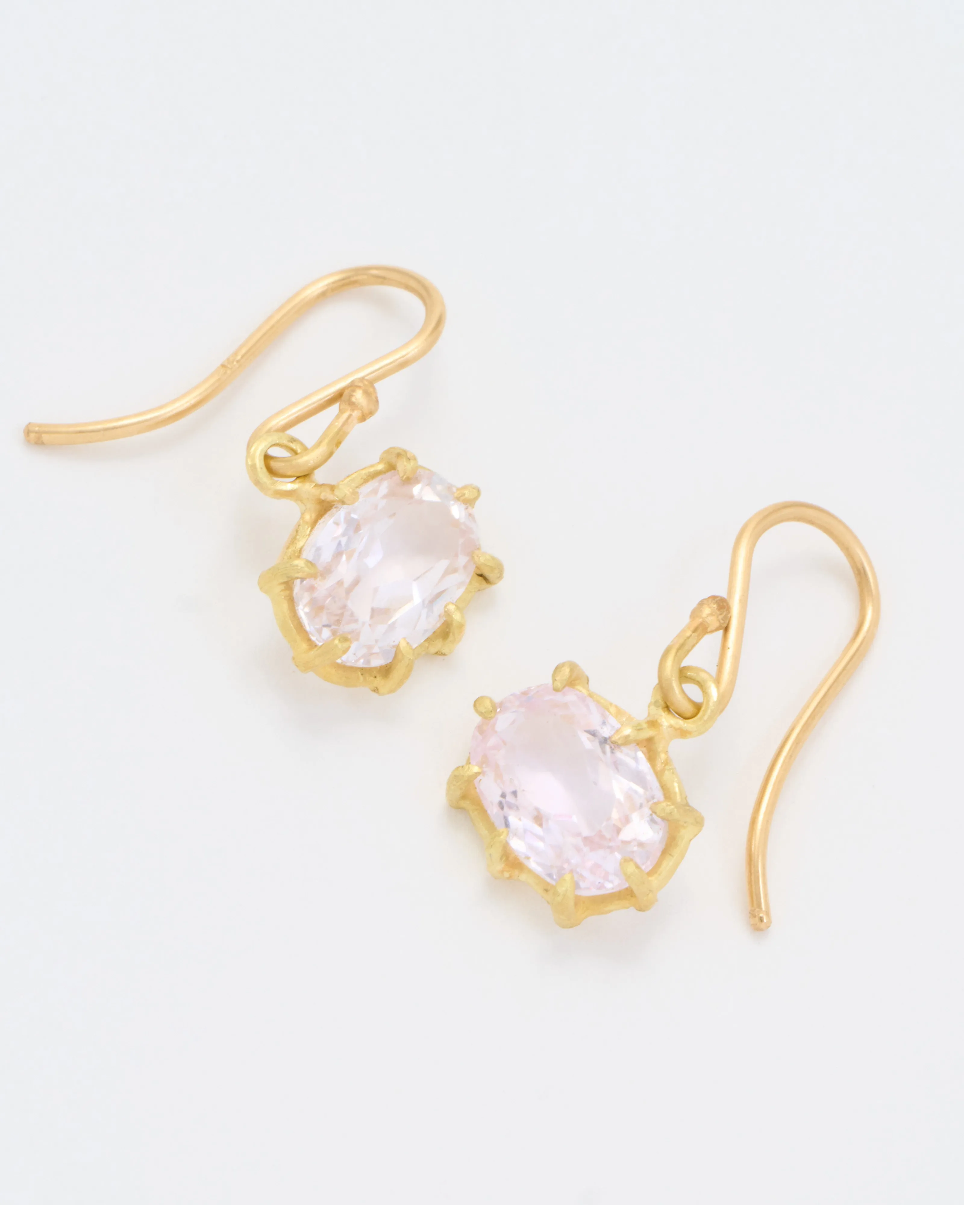 kunzite small faceted oval drop earrings