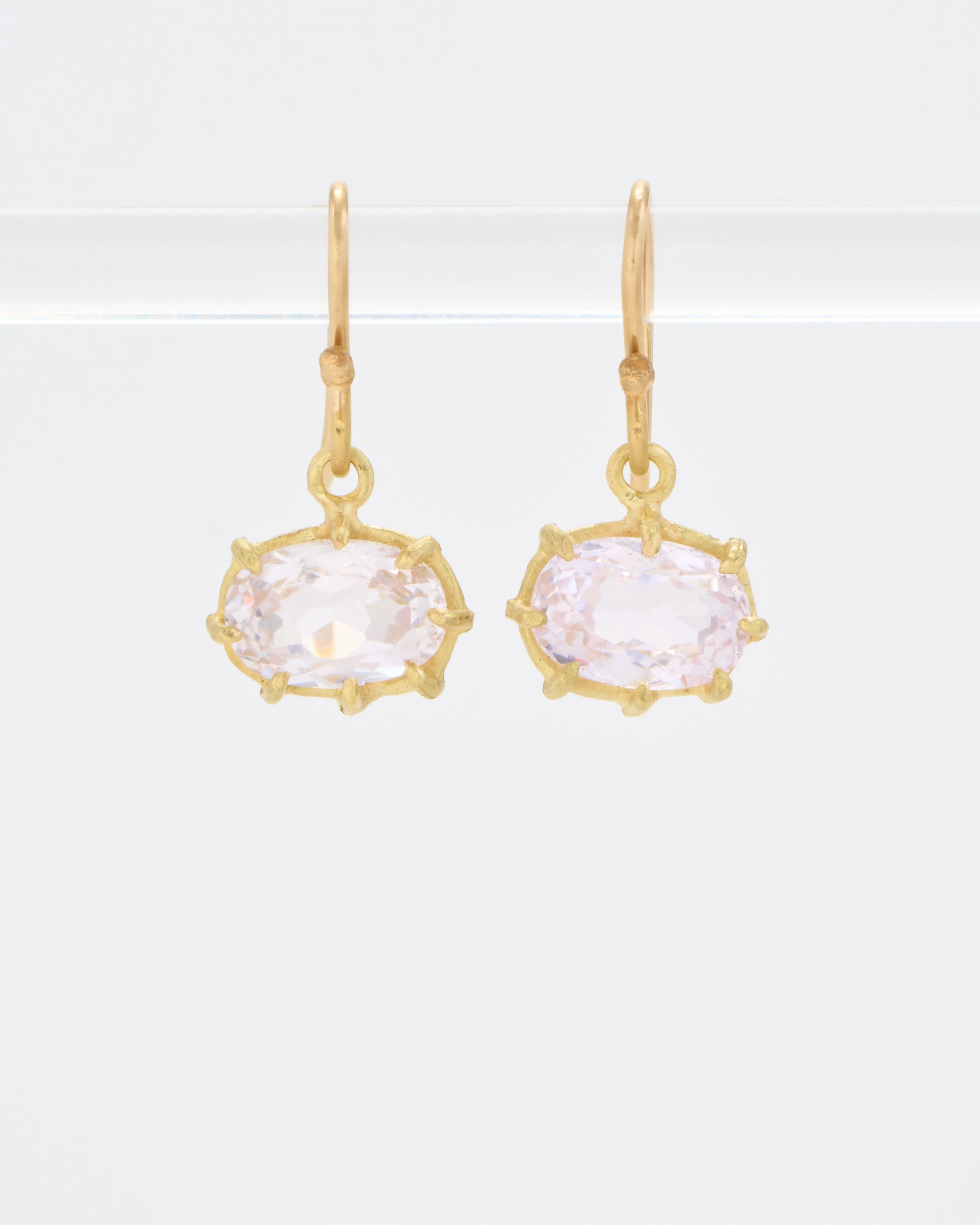 kunzite small faceted oval drop earrings