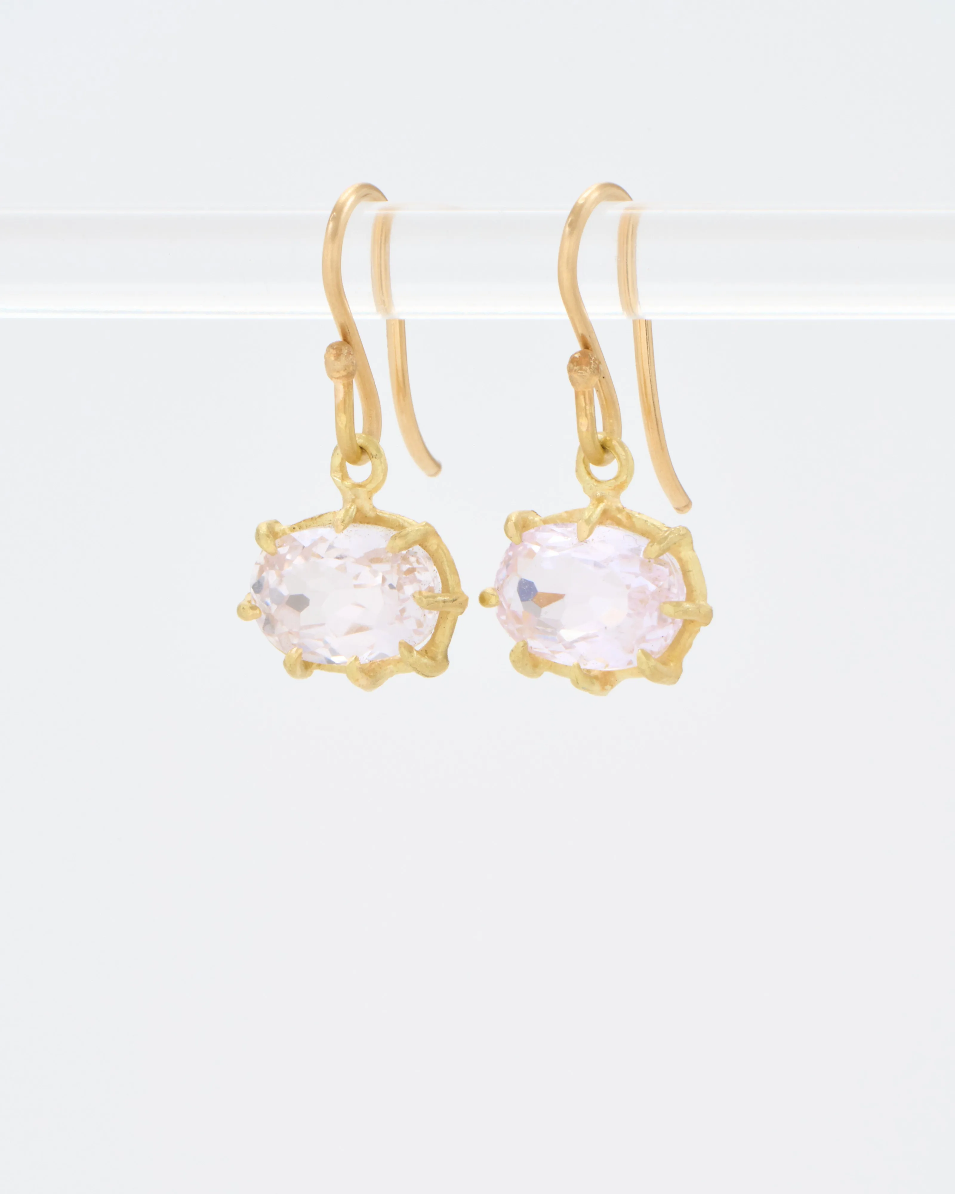 kunzite small faceted oval drop earrings