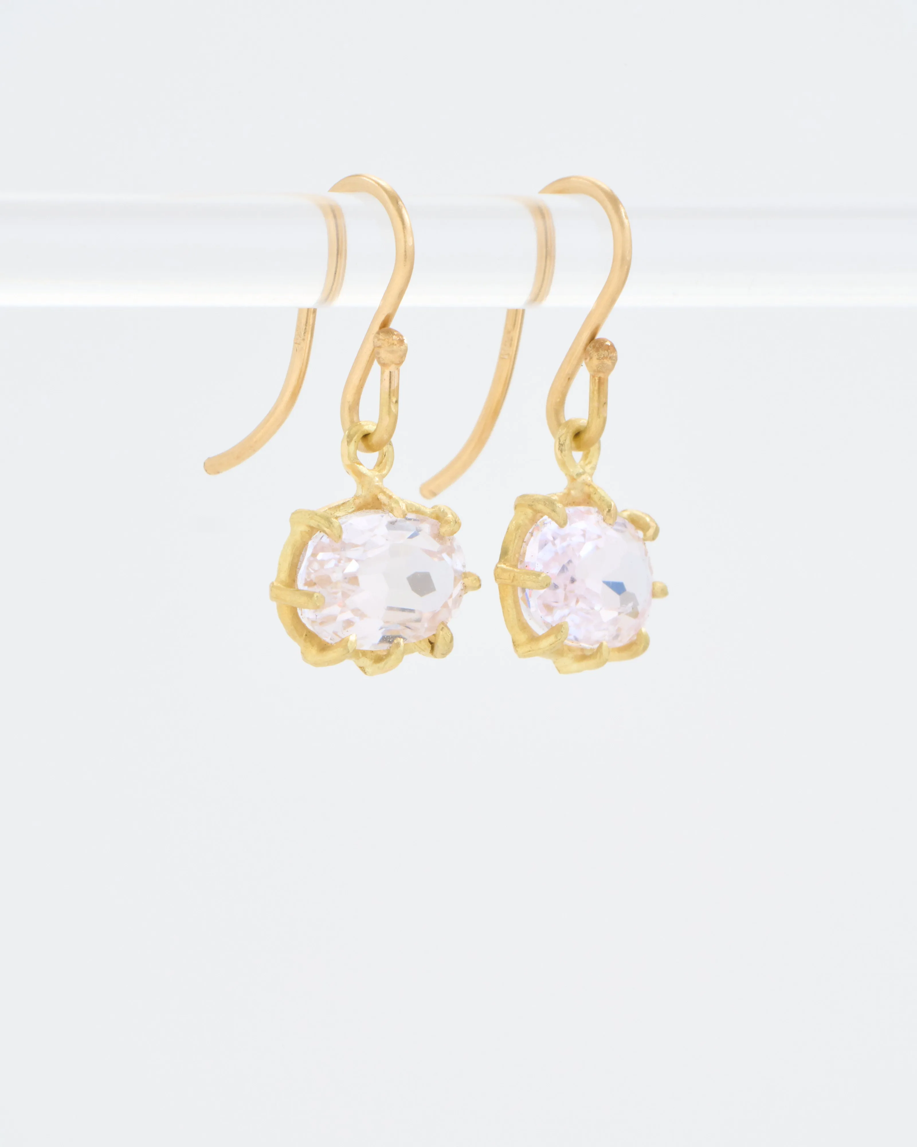 kunzite small faceted oval drop earrings