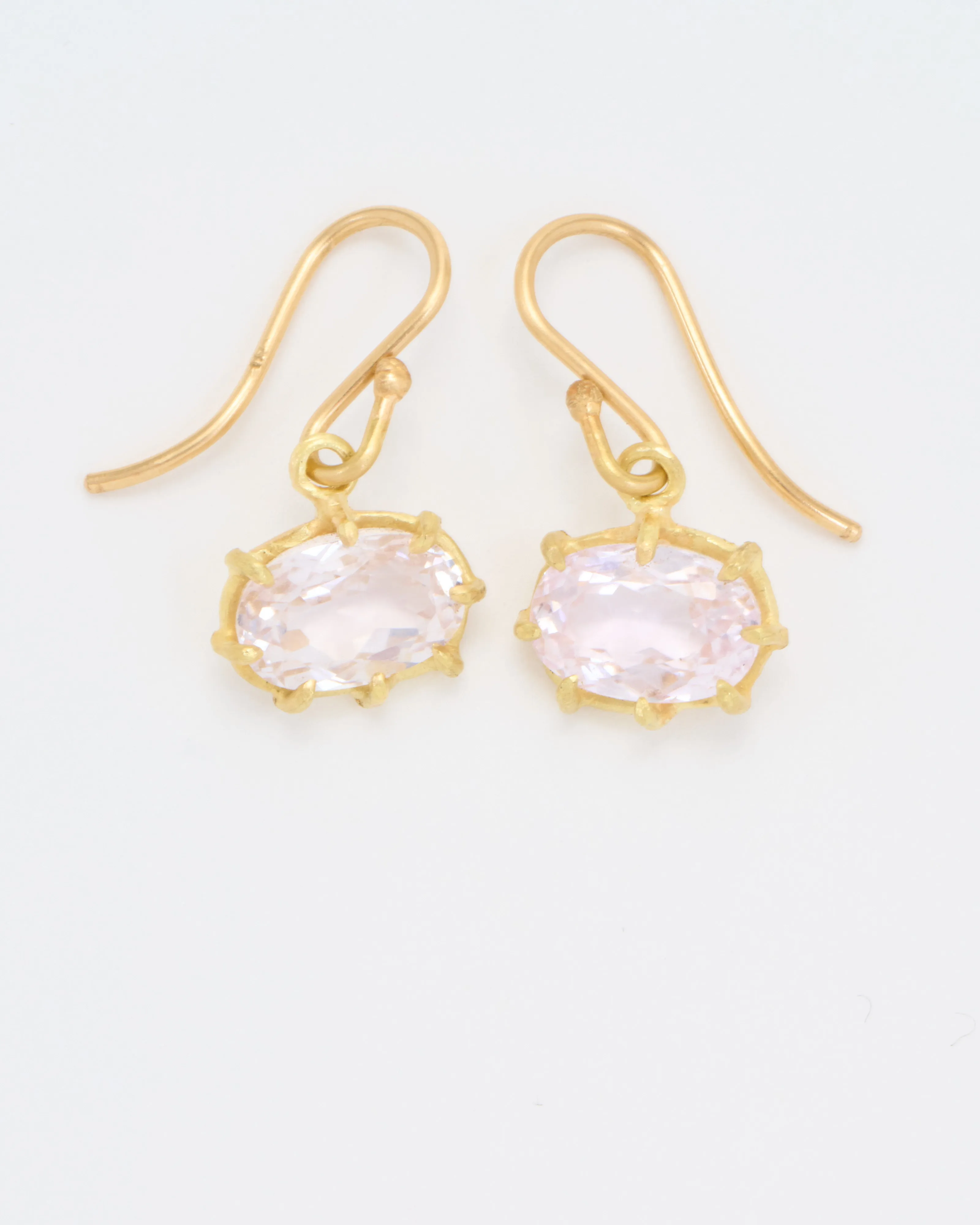 kunzite small faceted oval drop earrings