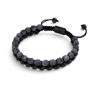 Labradorite & Black Agate | Gunmetal | Double Geom Bracelet