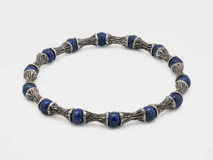 Lapis Lazuli Beads, Oxidized Sterling Silver Bracelet