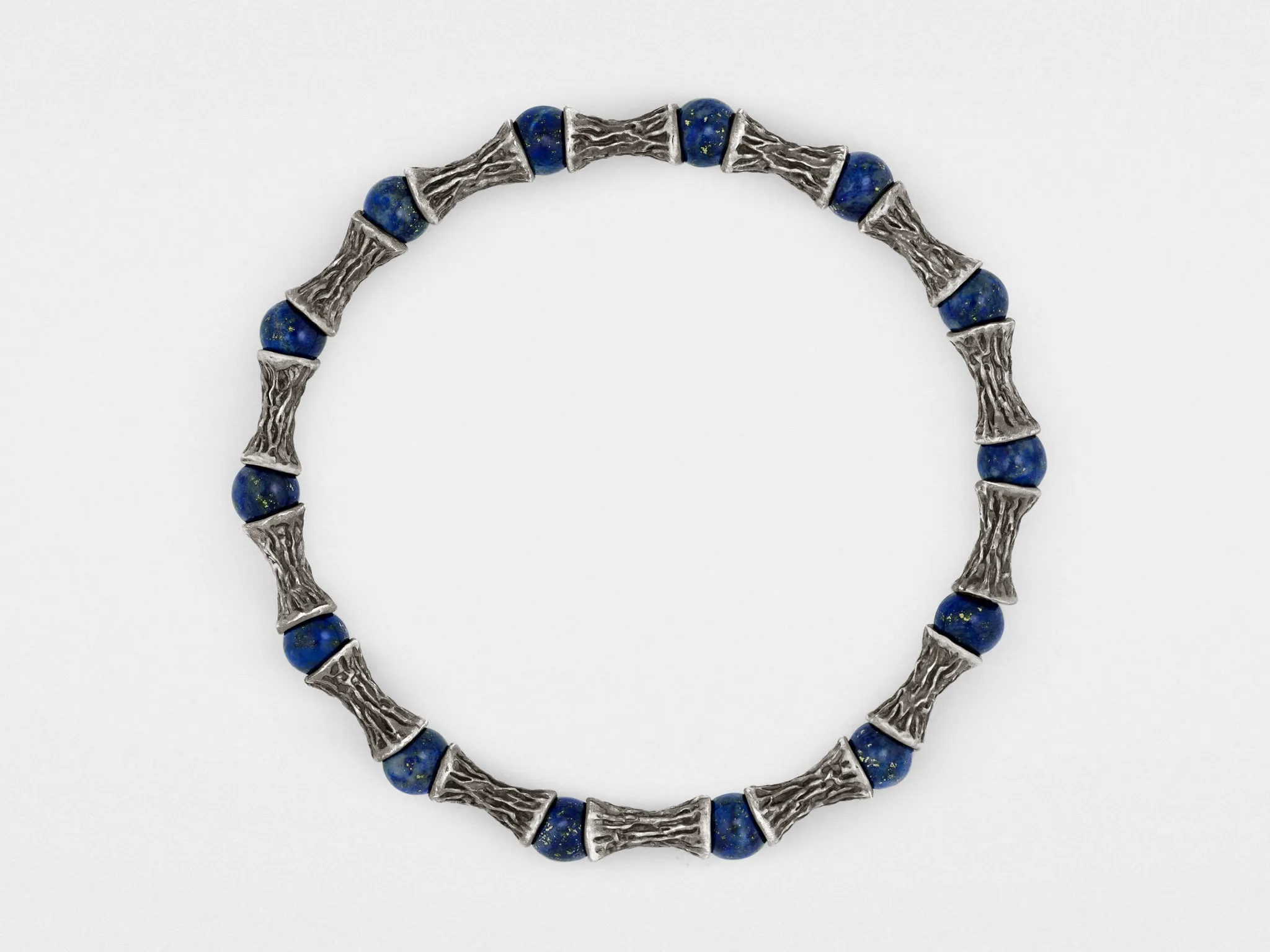 Lapis Lazuli Beads, Oxidized Sterling Silver Bracelet