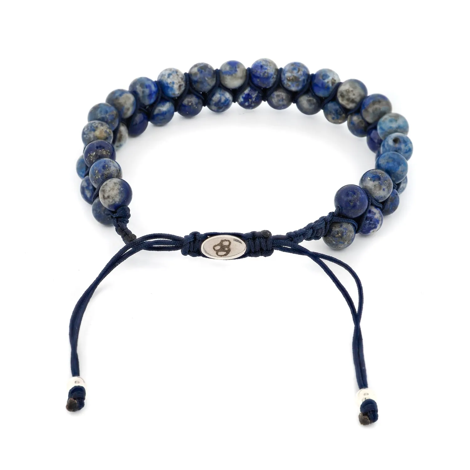 Lapis Lazuli Stone Two Row Beaded Woven Striking Bracelet