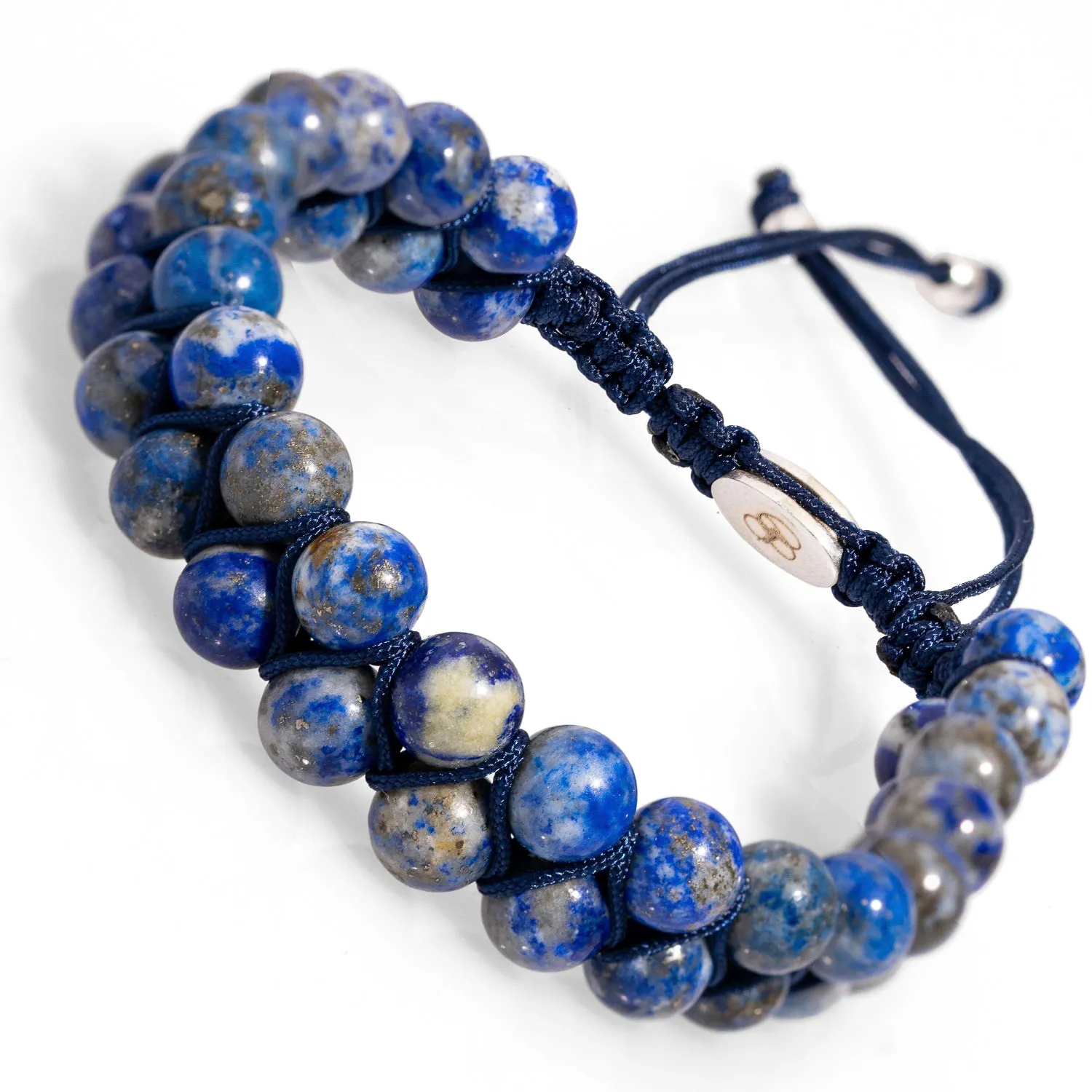 Lapis Lazuli Stone Two Row Beaded Woven Striking Bracelet