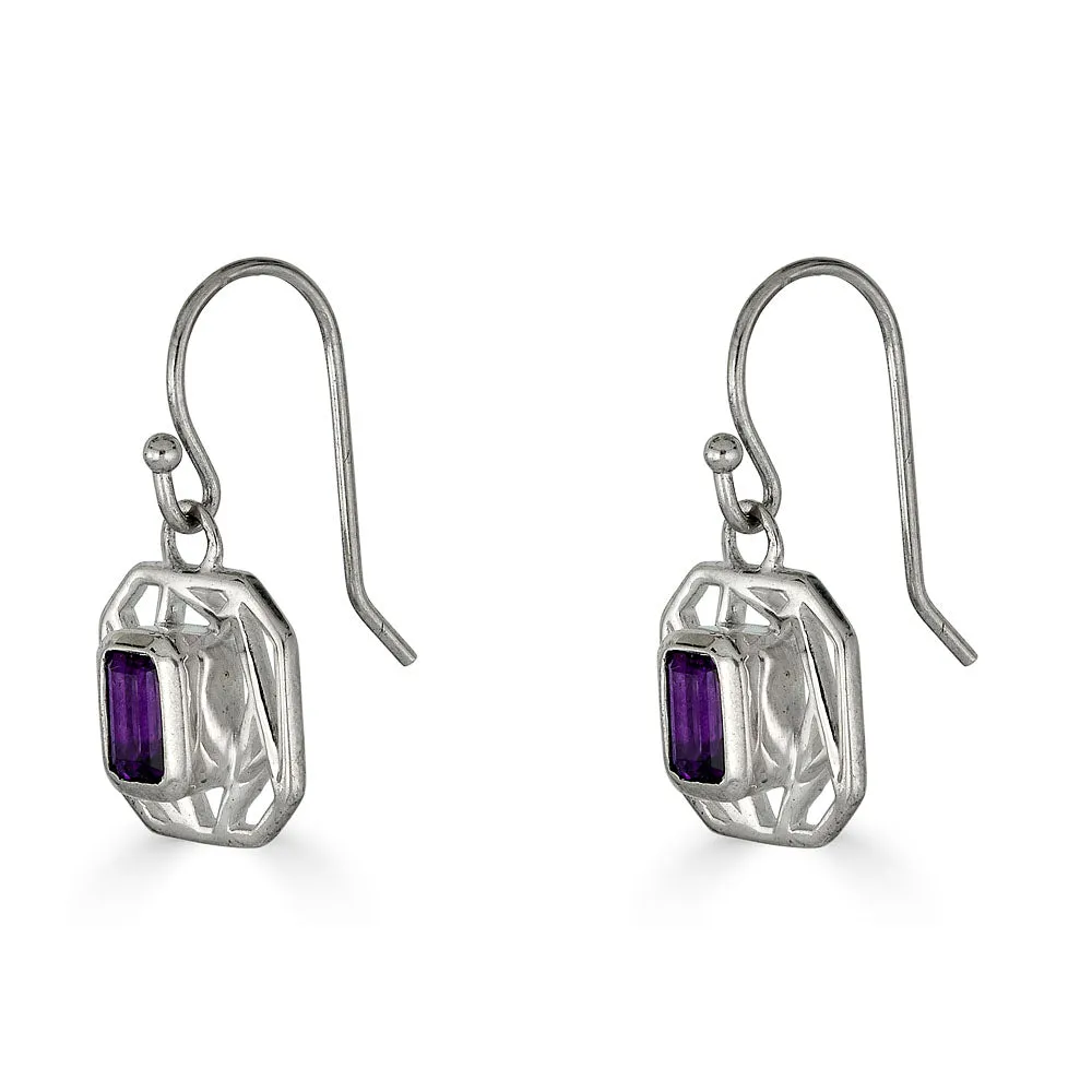Lattice Amethyst Drop Earrings (small)