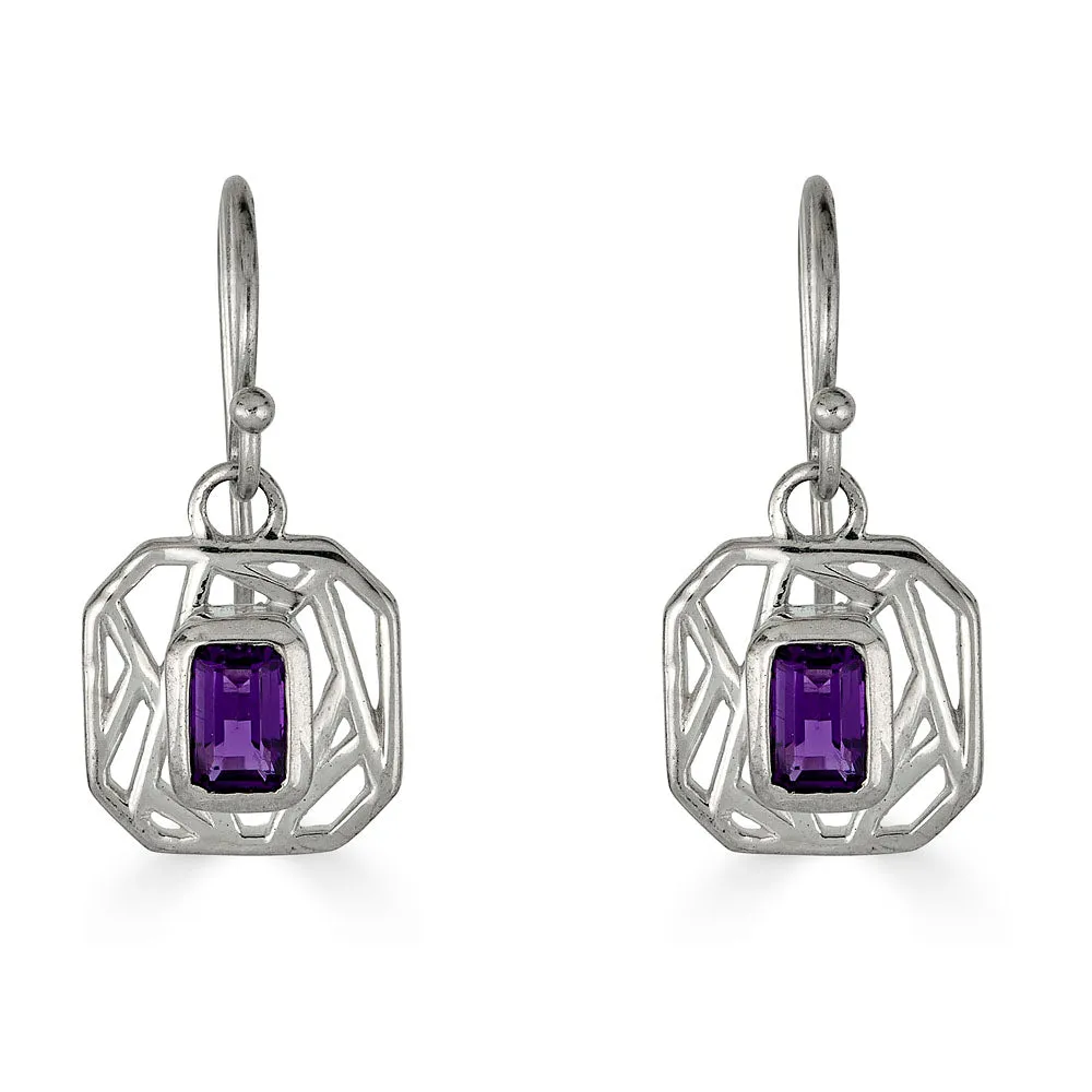Lattice Amethyst Drop Earrings (small)