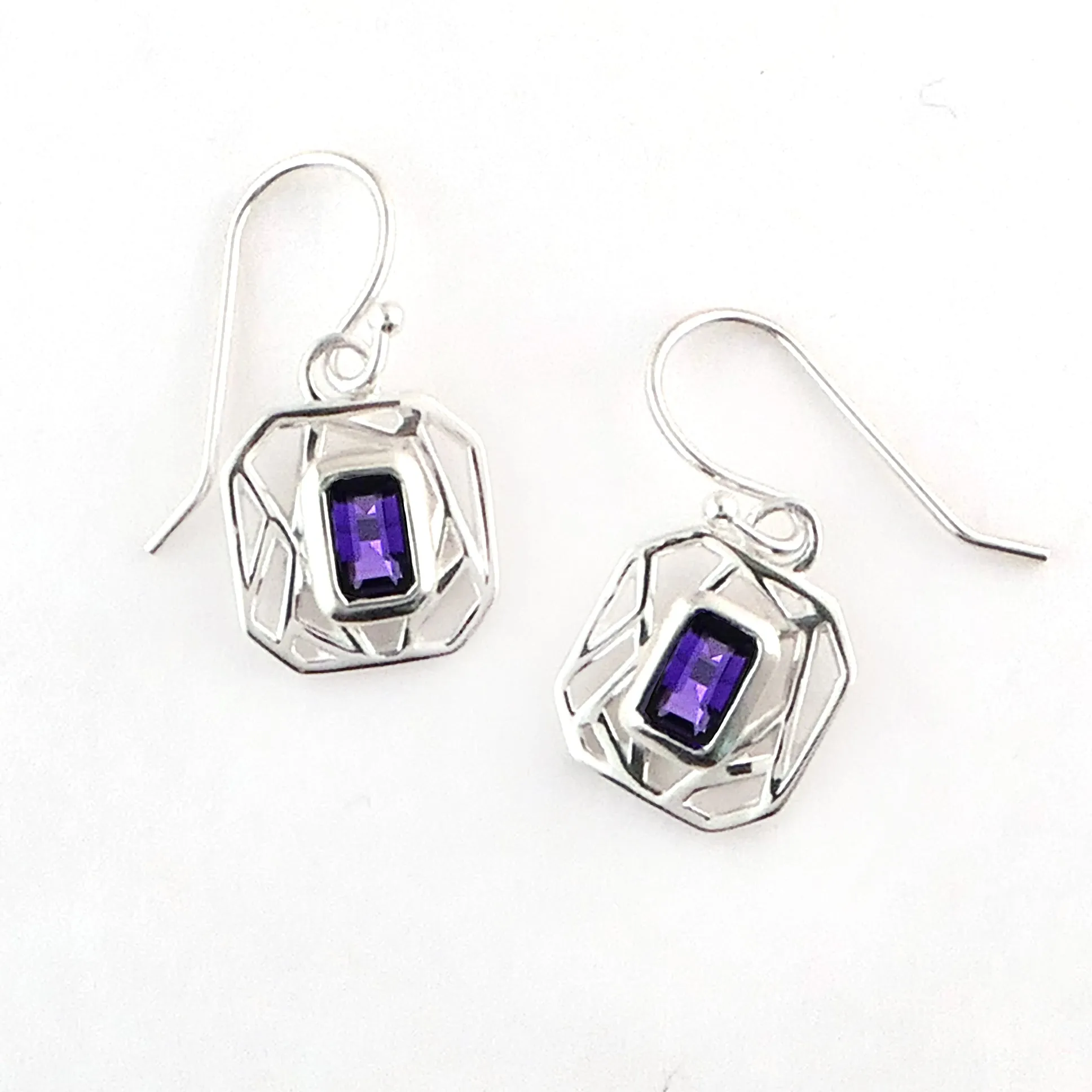 Lattice Amethyst Drop Earrings (small)