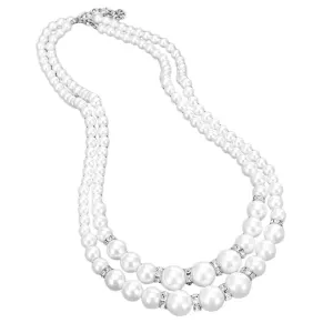 Layered Crystal Pearl Necklace