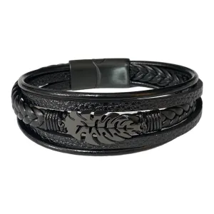 Leaf Design Braided Leather Bracelet 2