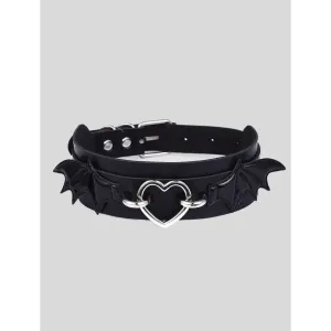 Leather Bat Choker Necklace for Punk and Goth Styles