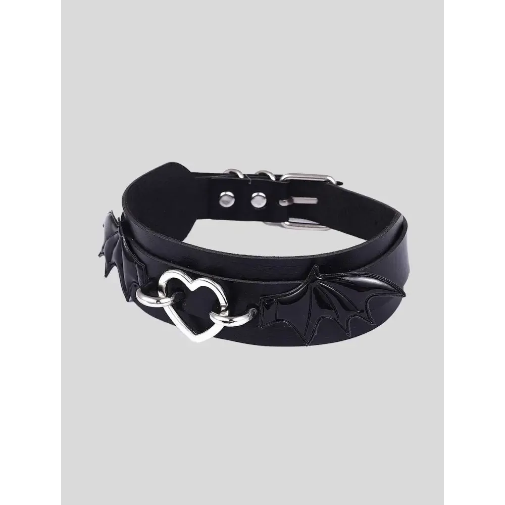 Leather Bat Choker Necklace for Punk and Goth Styles