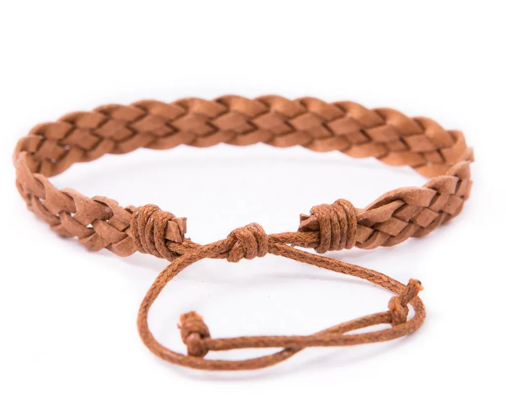 leather bracelet braided - light brown
