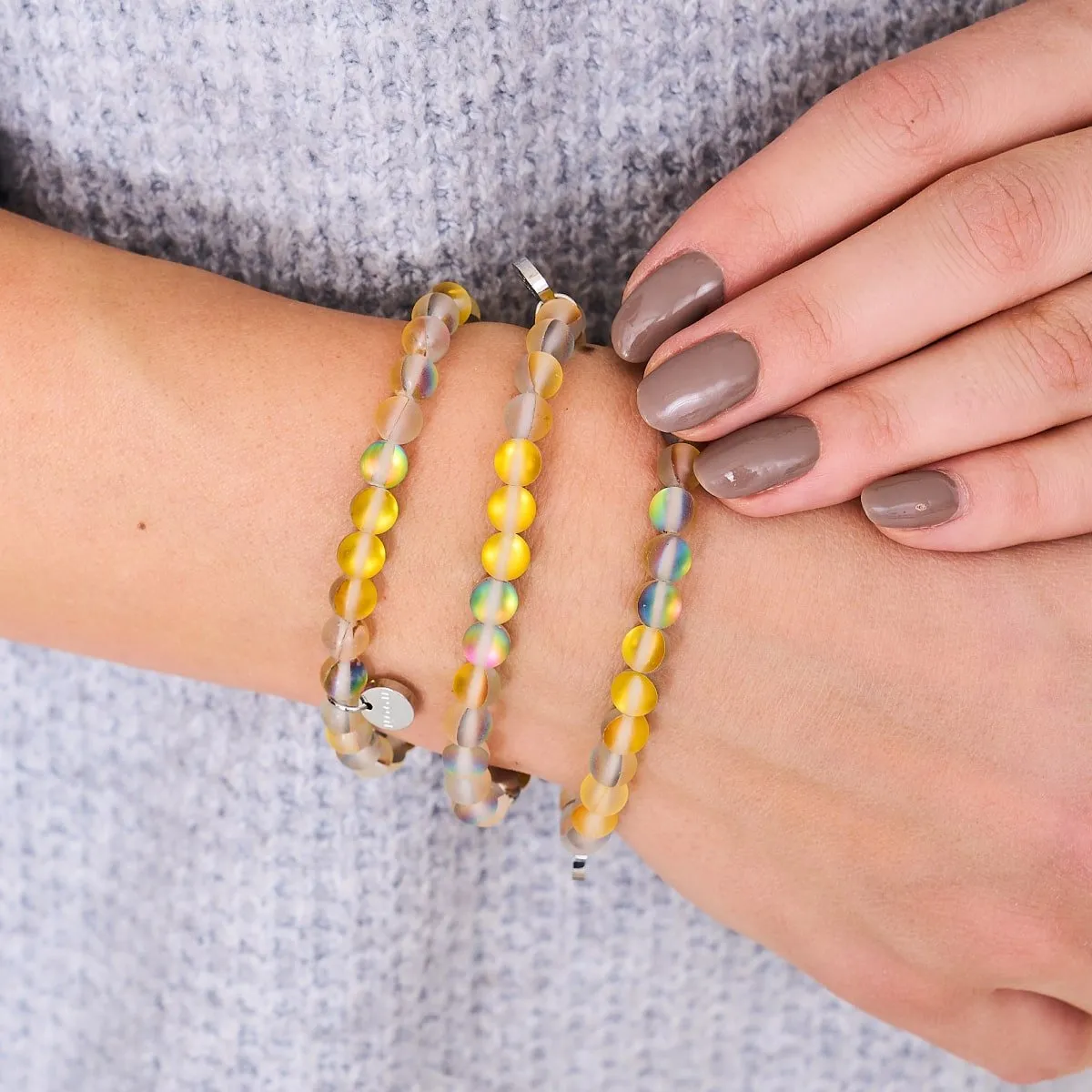 Lemonade | Silver | Mermaid Glass Bead Bracelet
