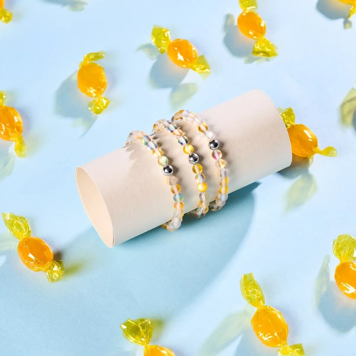 Lemonade | Silver | Mermaid Glass Bead Bracelet