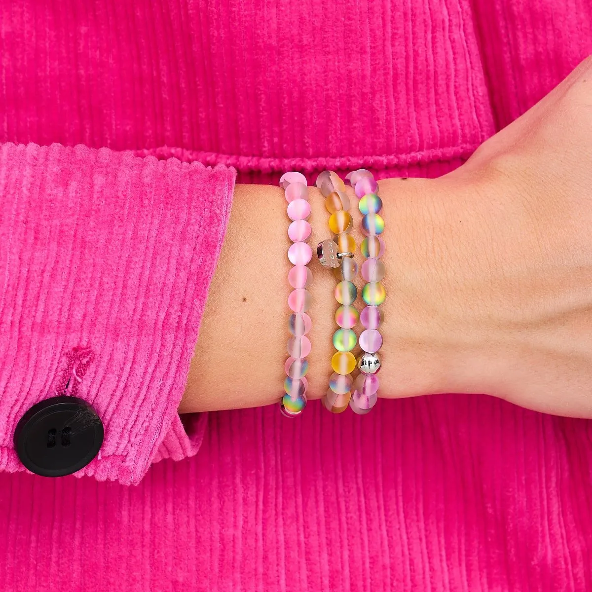 Lemonade | Silver | Mermaid Glass Bead Bracelet