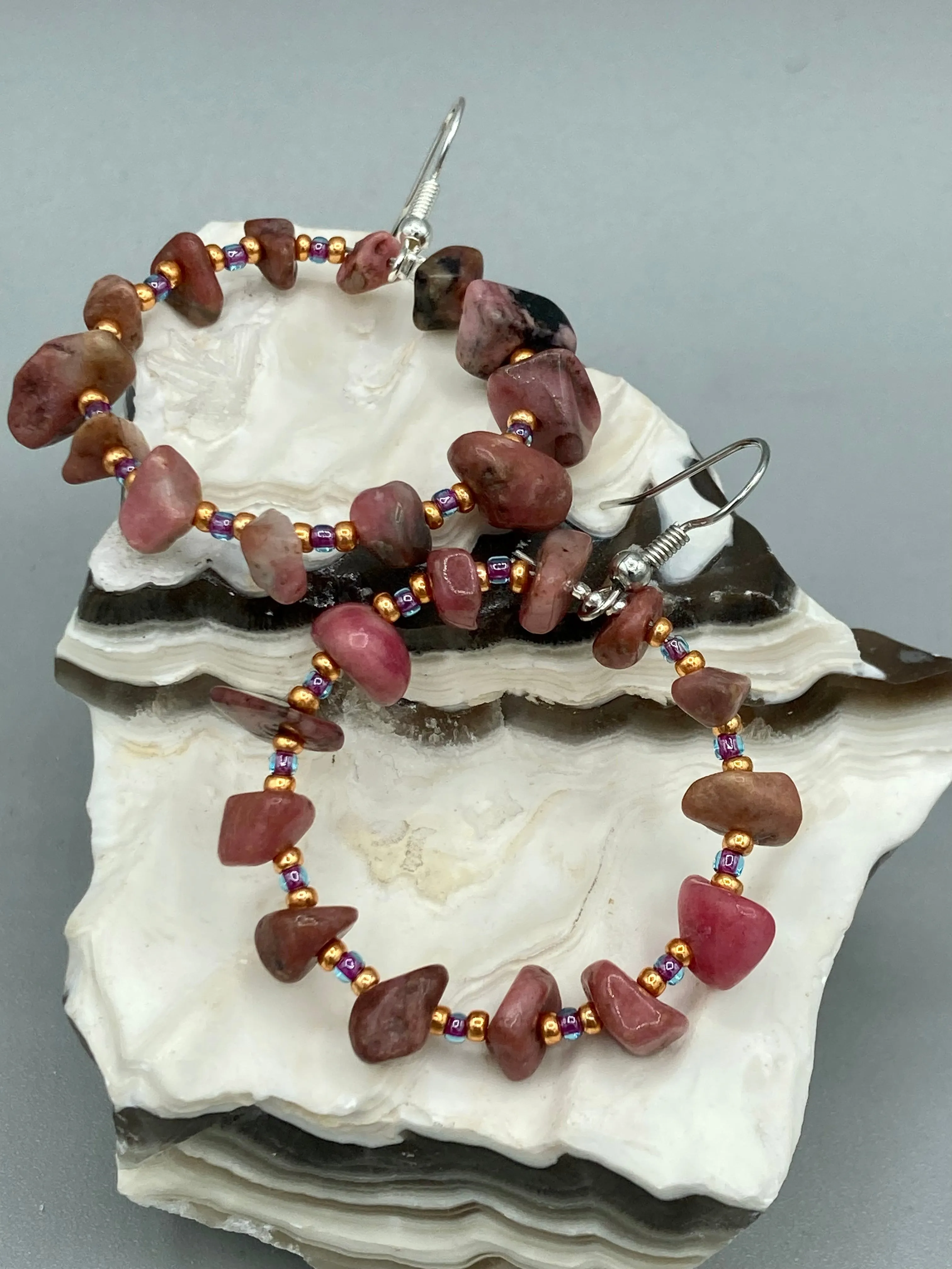 Leopard Jasper Round Stone Beaded Bracelet, Nature Inspired Jewelry
