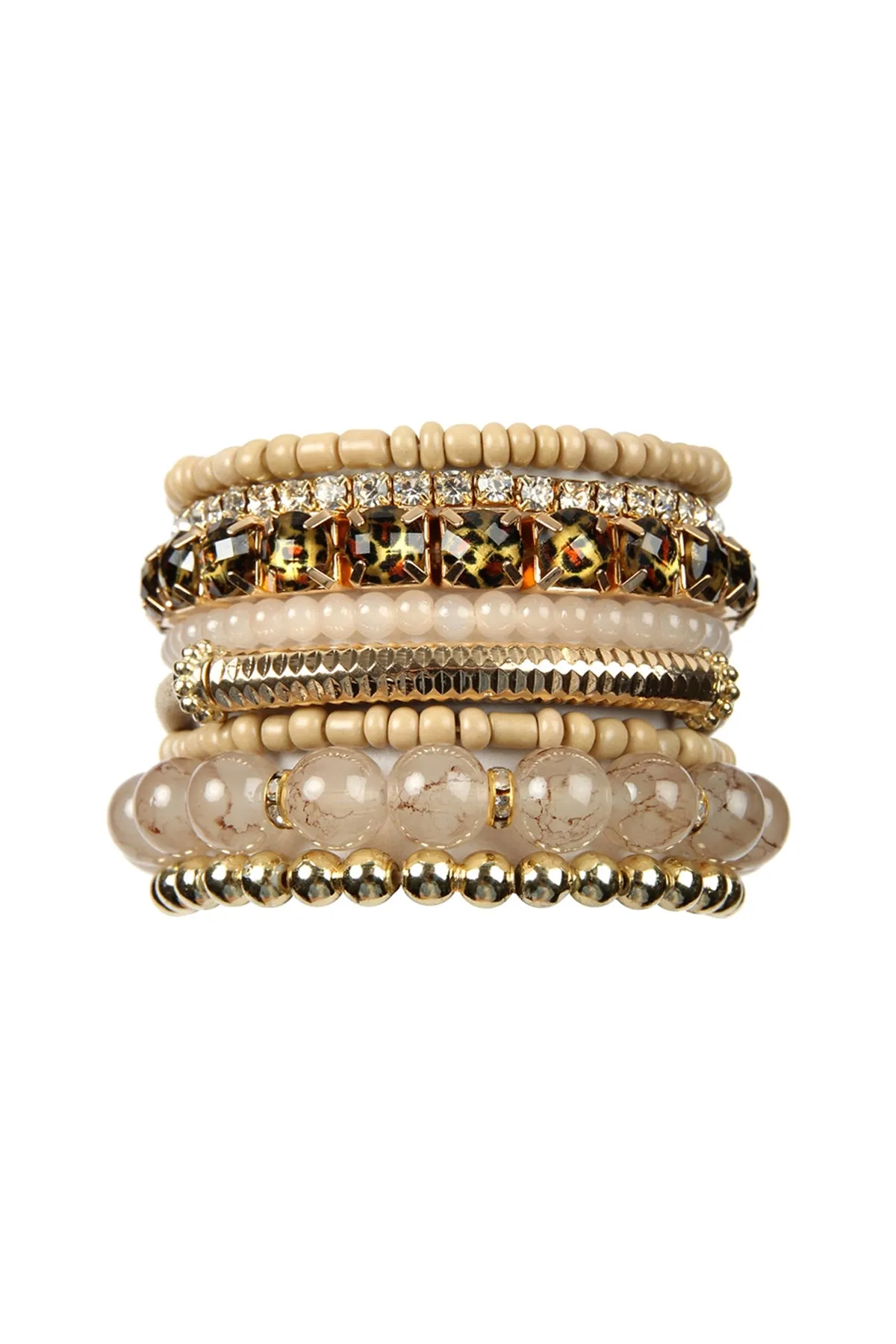 Leopard Multicolor Stretch Bracelet - Pack of 6