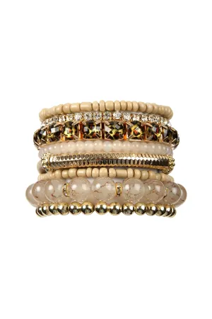 Leopard Multicolor Stretch Bracelet - Pack of 6