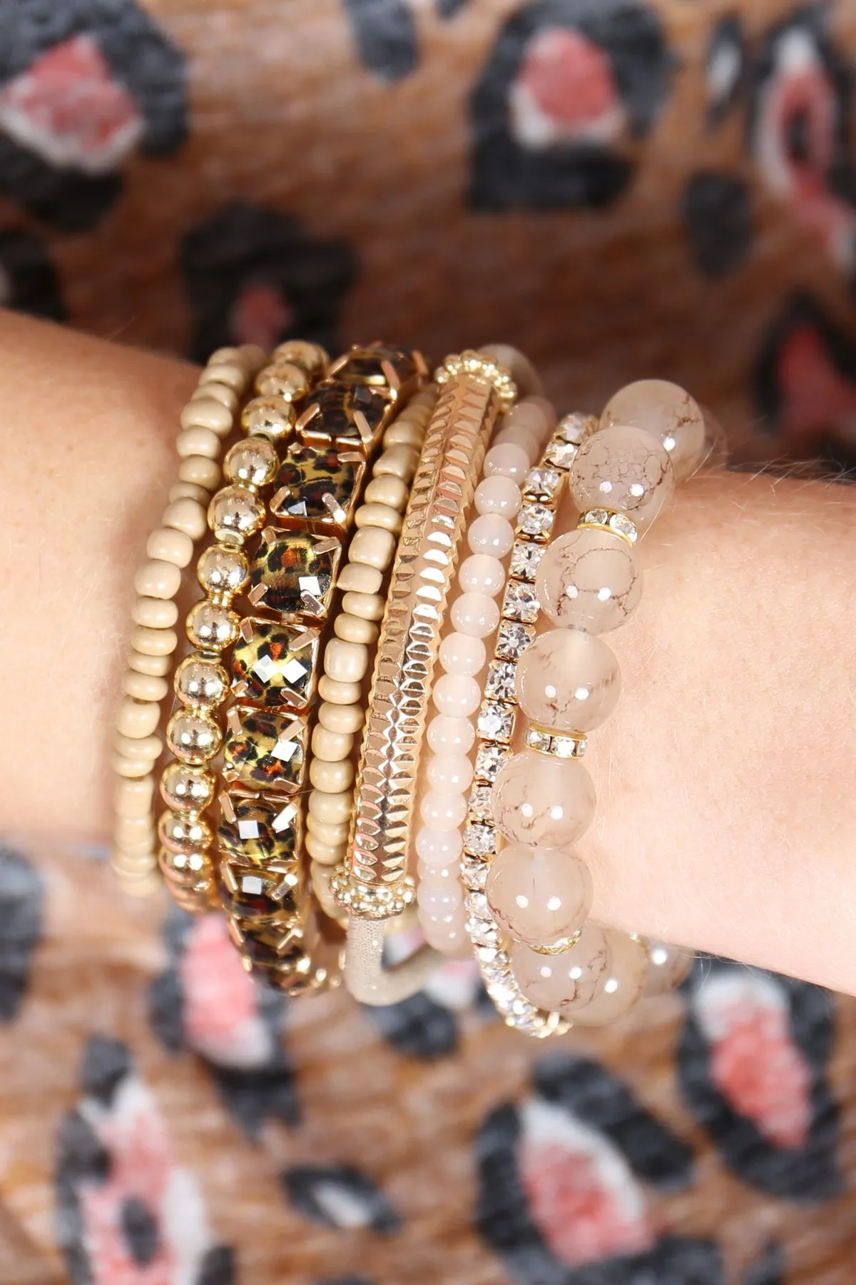 Leopard Multicolor Stretch Bracelet - Pack of 6