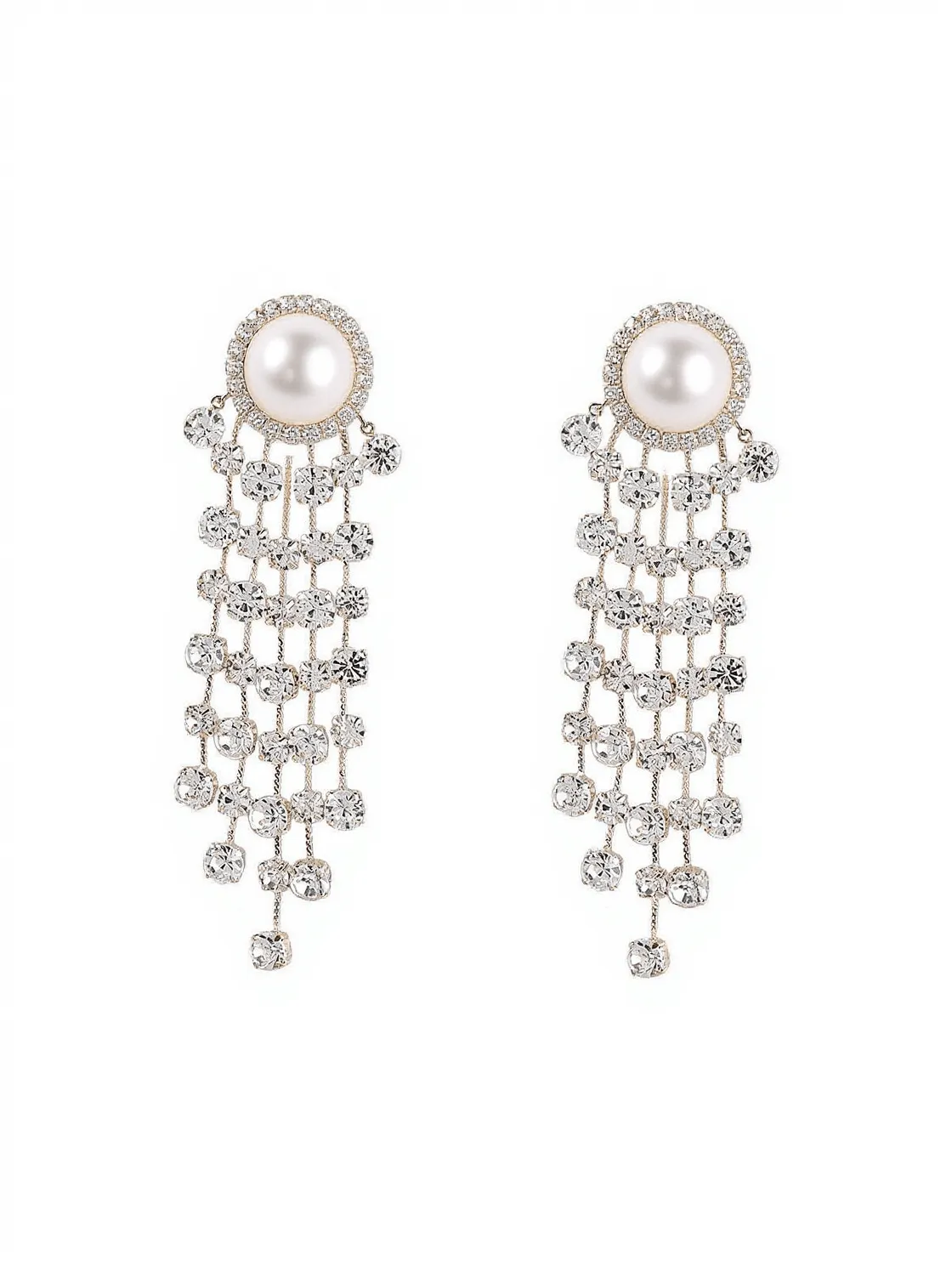 Leta Pearl Crystal Tassel Earrings