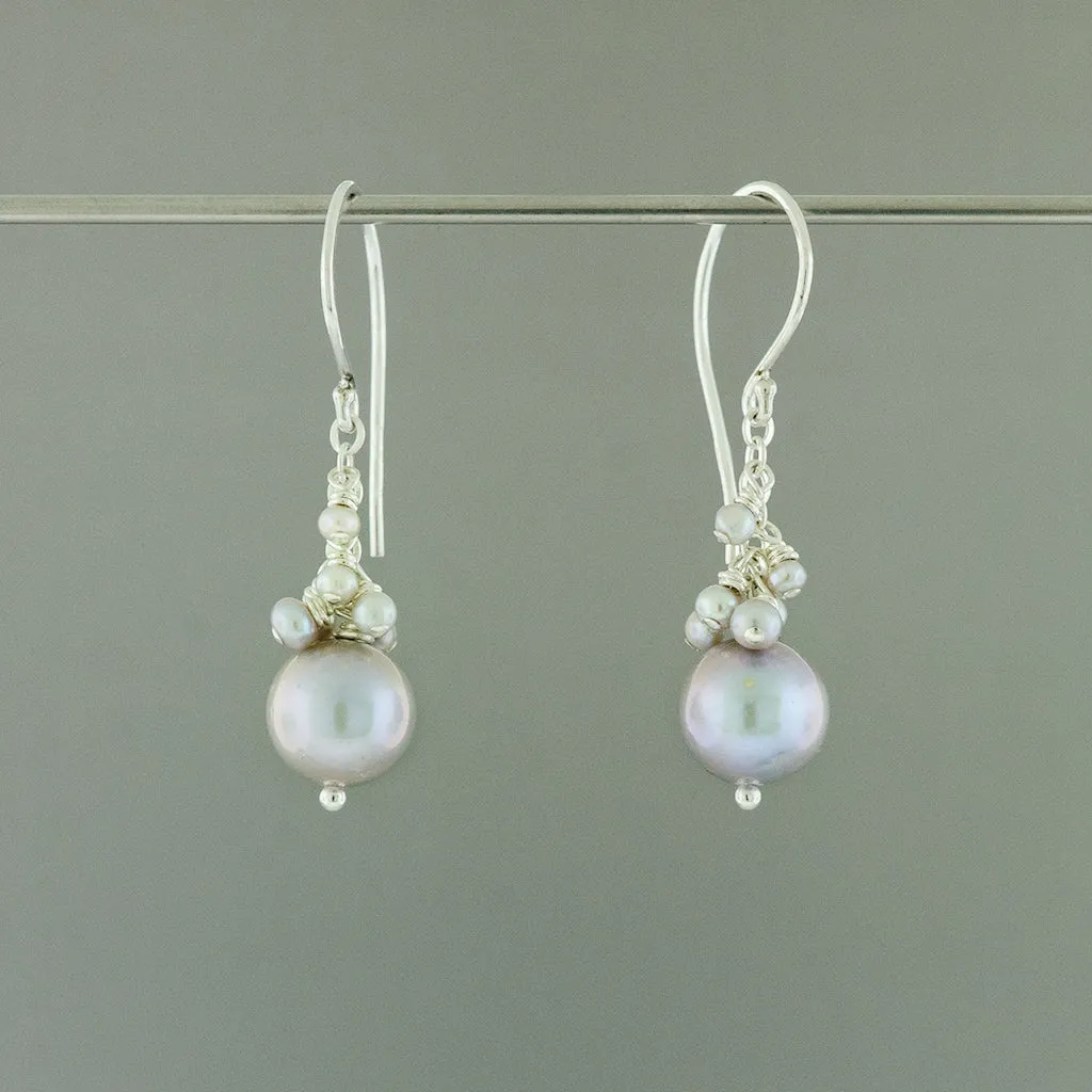 Light Grey Pearl Drop Earrings