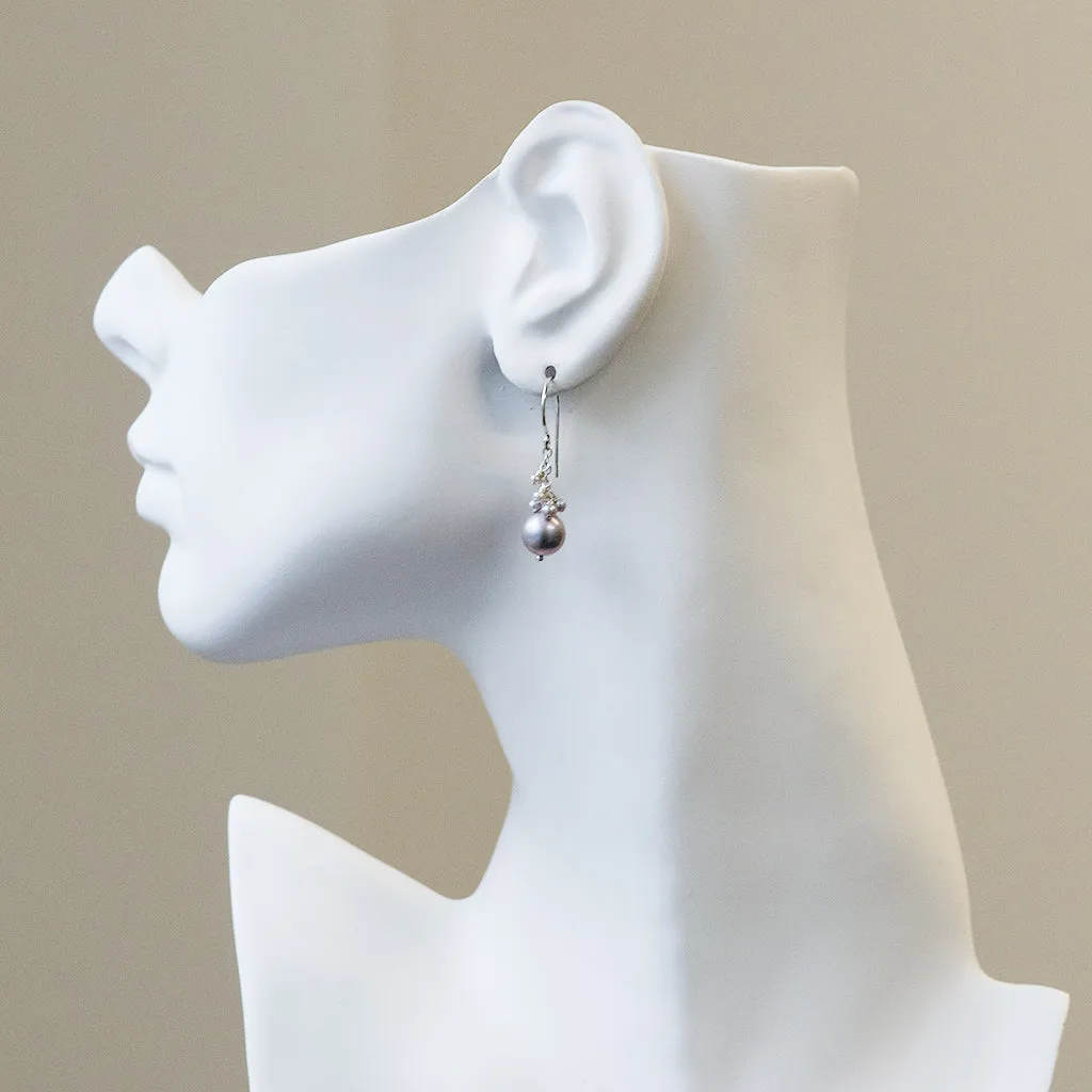 Light Grey Pearl Drop Earrings