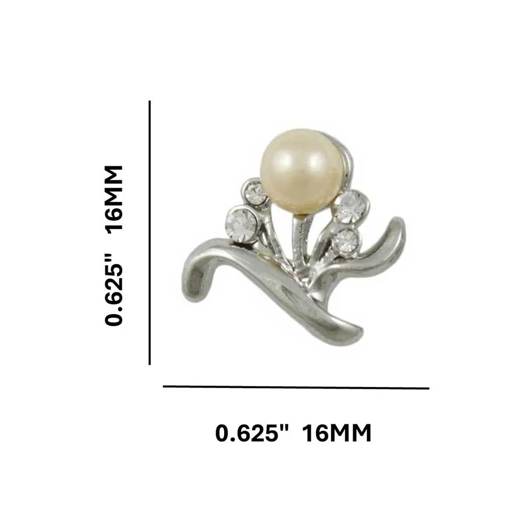 Light Peach Pearl with Crystal Leaves Pierced Earring - PRP915E