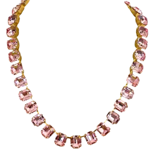 Light Pink Crystal Square Cut Necklace