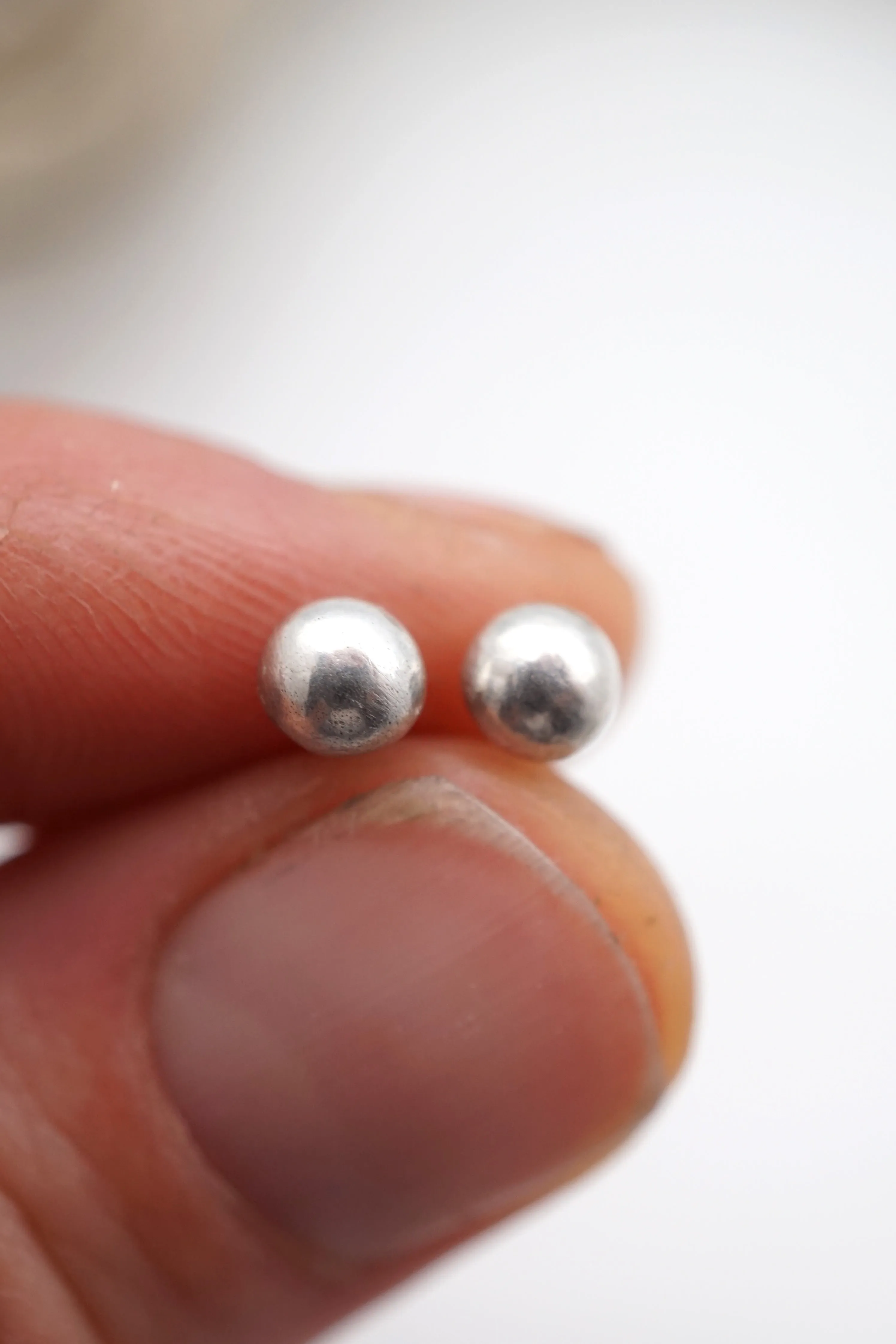 liquid silver drop studs - small