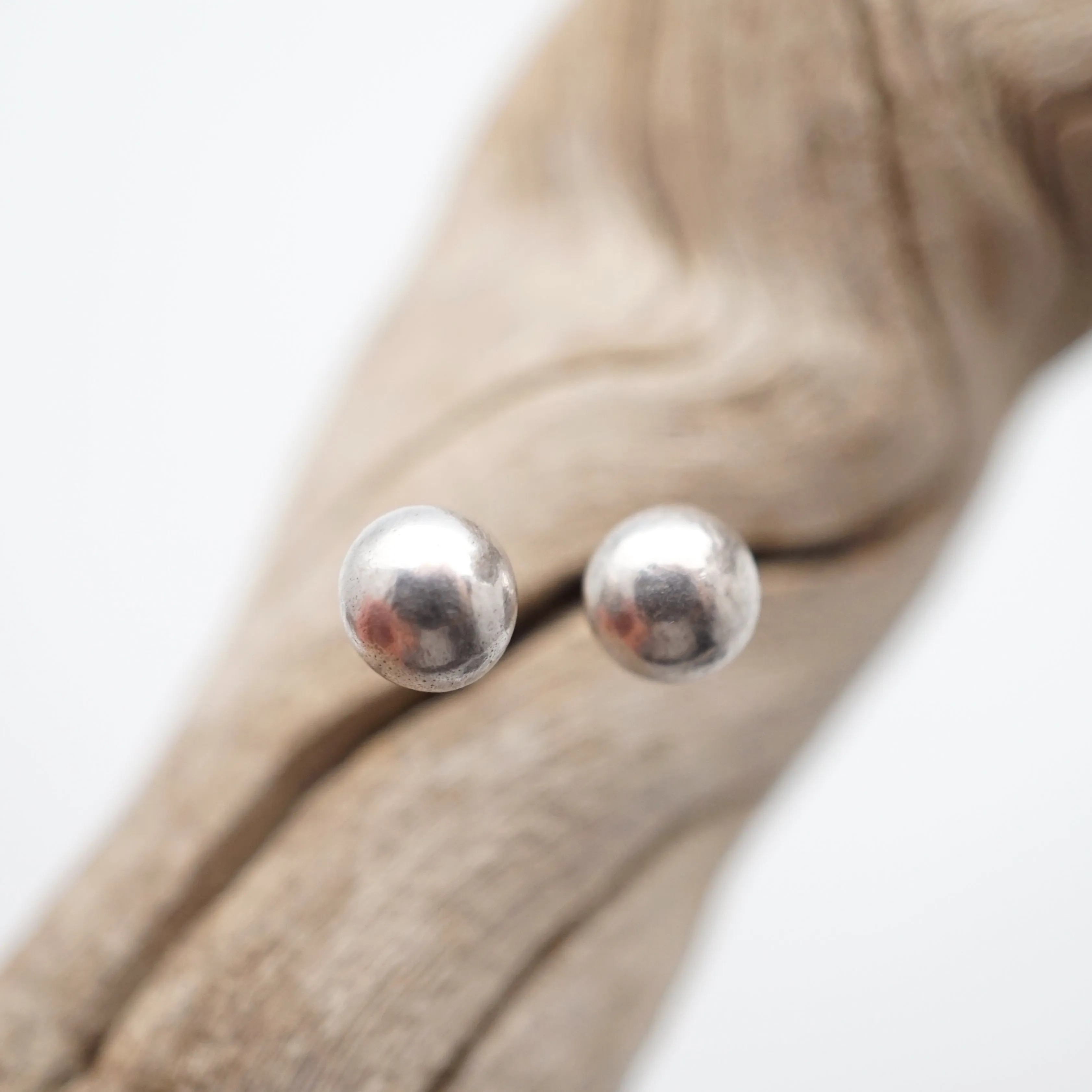 liquid silver drop studs - small