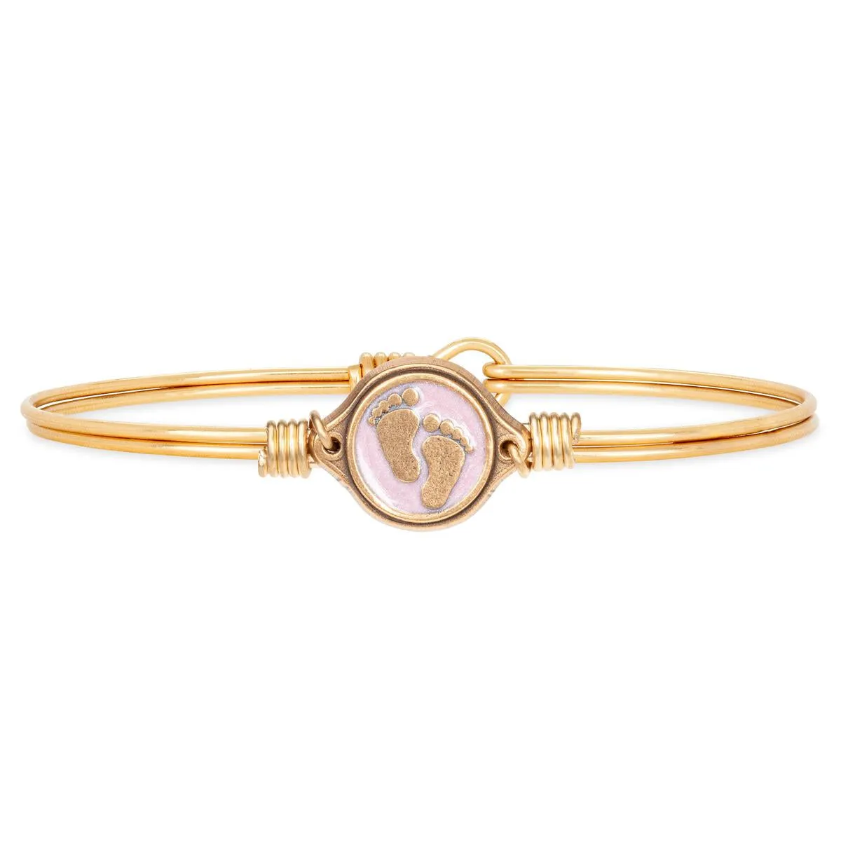 Little Footsteps Bangle Bracelet: Pink and Gold