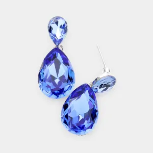 Little Girls Blue Small Crystal Drop Pageant Earrings    | 436897