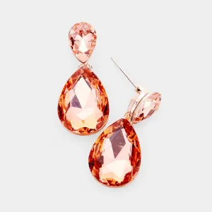 Little Girls Peach Small Crystal Drop Pageant Earrings   | 436893