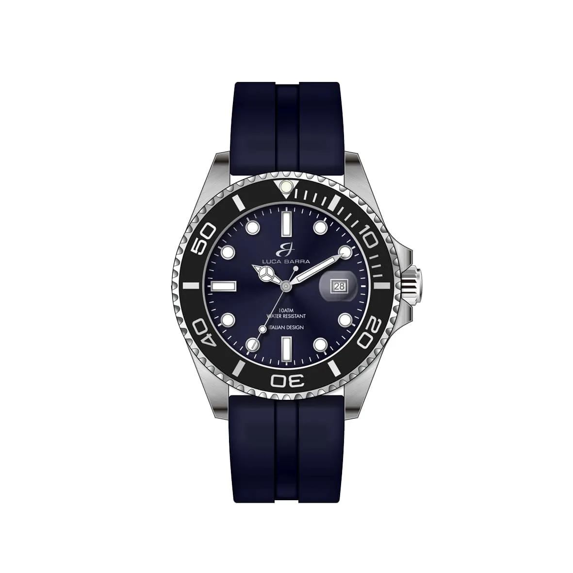 Luca Barra Gents Blue Silicone Watch With Blue Dial