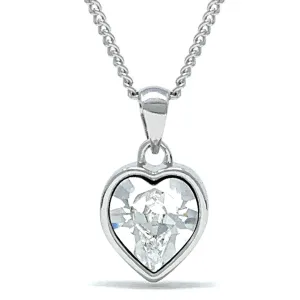 Lucia Pendant Necklace with White Clear Heart Crystals from Swarovski Silver Toned Rhodium Plated