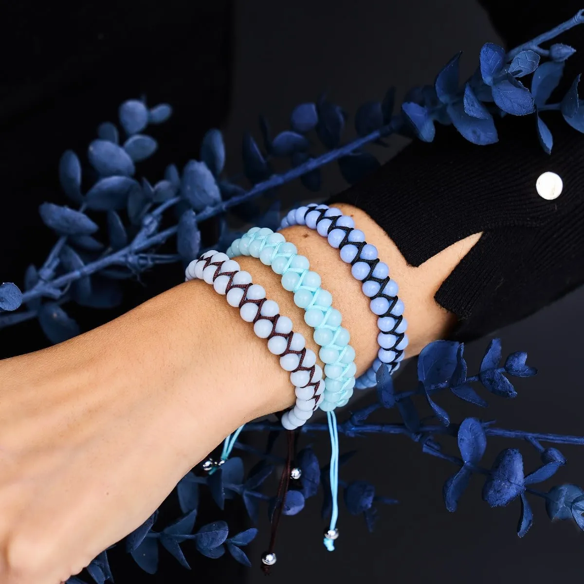 Lunar Blue | Lumos Ceramic | Vitality Macrame Bracelet